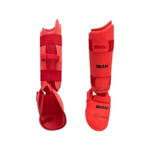 SMAI Karate Shin Instep Guard - WKF Approved - M / Red