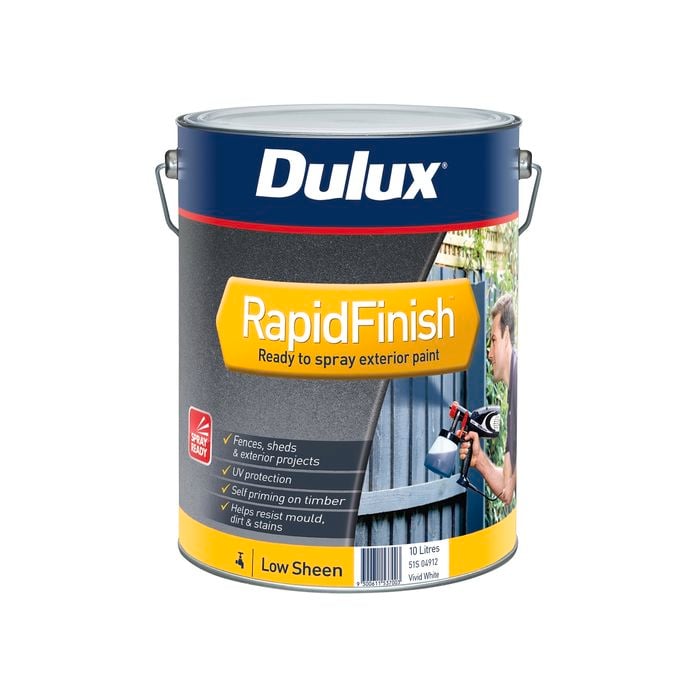 Dulux 10L Exterior Paint Rapid Finish Low Sheen White