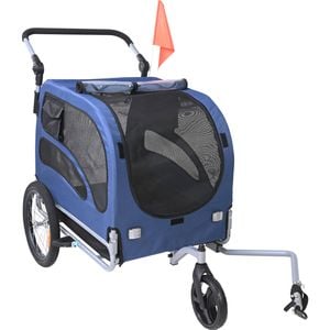 VEVOR Dog Bike Trailer Blue/Black with Quick Release Wheels for Trainning