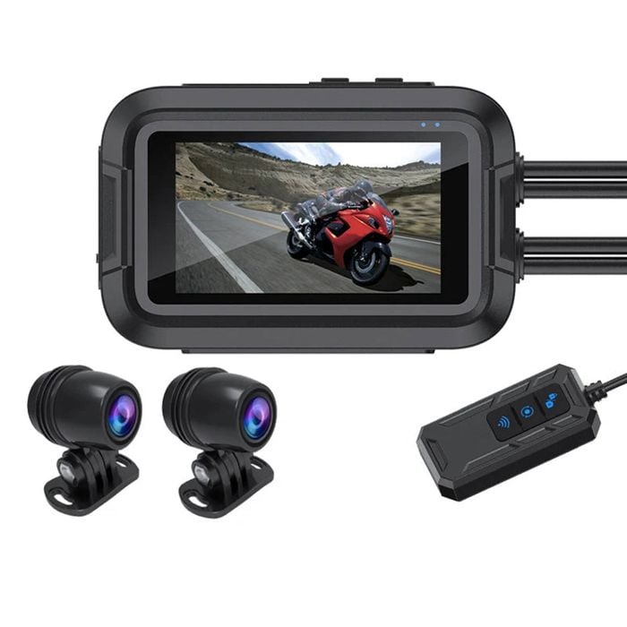 NNEOBA Dual 1080P Motorcycle Cam WiFi + GPS 64 GB Black