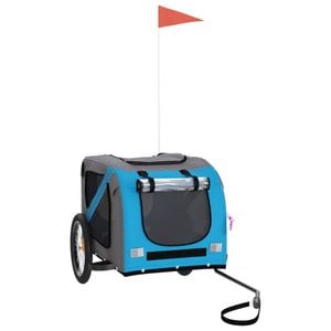vidaXL Pet Bike Trailer Dog Stroller Blue and Grey Oxford Fabric and Iron 133.5x69x73.5 cm