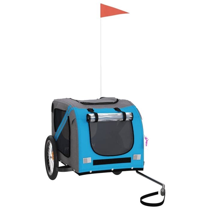 vidaXL Pet Bike Trailer Dog Stroller Blue and Grey Oxford Fabric and Iron 133.5x69x73.5 cm