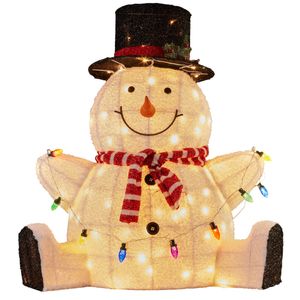 Christabelle 82cm Sitting Snowman Christmas Display with Lights