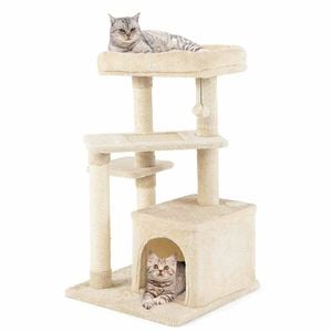 Costway 85cm 4-tier Sisal Cat Tree Tower Activity Scratching Post