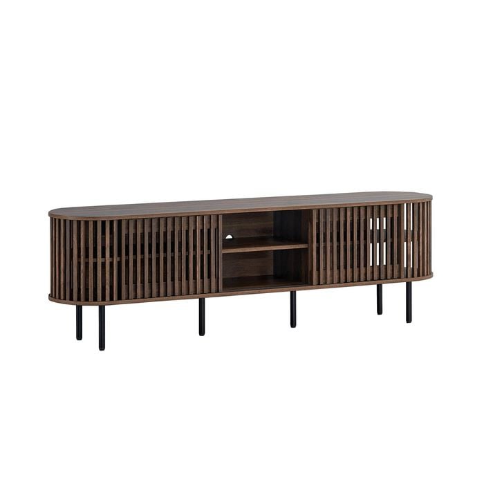 Lenora Entertainment Unit TV Cabinet 180cm 2 doors slat walnut