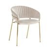 Lex Dining Chair in Beige Velvet and Gold Legs