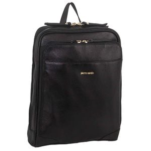Pierre Cardin Rustic Wos Leather Backpack  Handbag Back Pack Travel  Black