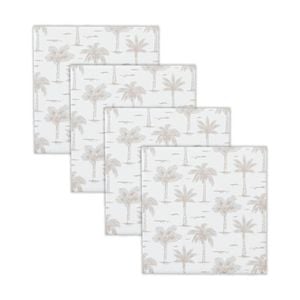4pc Rayell Ceramic Printed Coasters Paradise's Palms Beige