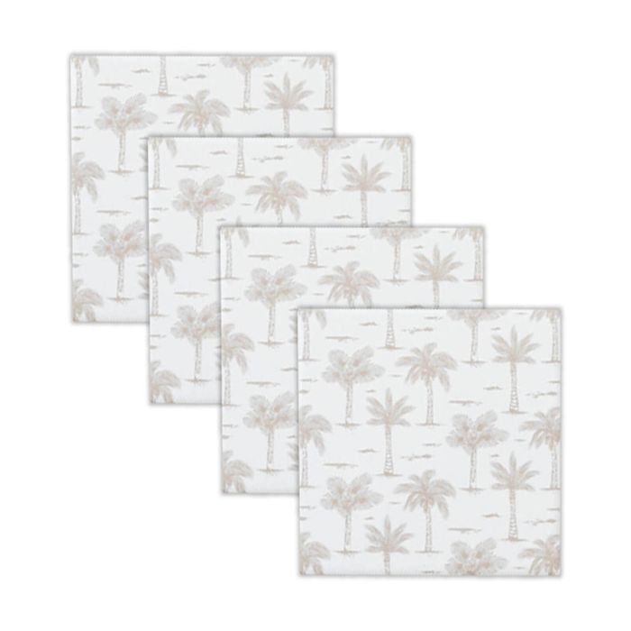 4pc Rayell Ceramic Printed Coasters Paradise's Palms Beige
