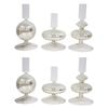 2x LVD 3pc Glass Sparkle 13/16cm Taper Stick Candle Holder Set - Silver