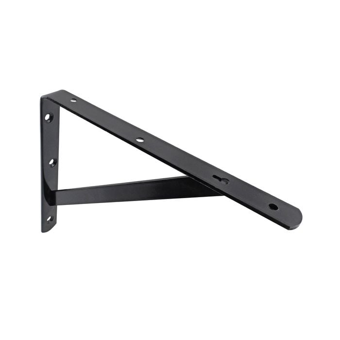 Carinya 250 x 200mm Black Heavy Duty Straight Stayed Bracket - Black 250 x 200mm