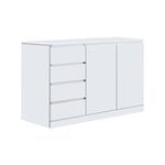Foret Dresser Tallboy Lowboy Cabinet Bedroom Storage Chest 4 Drawers Wood White 2 Doors