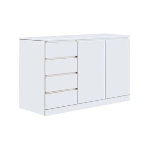 Foret Dresser Tallboy Lowboy Cabinet Bedroom Storage Chest 4 Drawers Wood White 2 Doors
