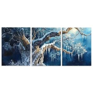 The Cold Tree Snowy Forest Print 100% Australian Made 3 x 40x60cm (Metal Print)
