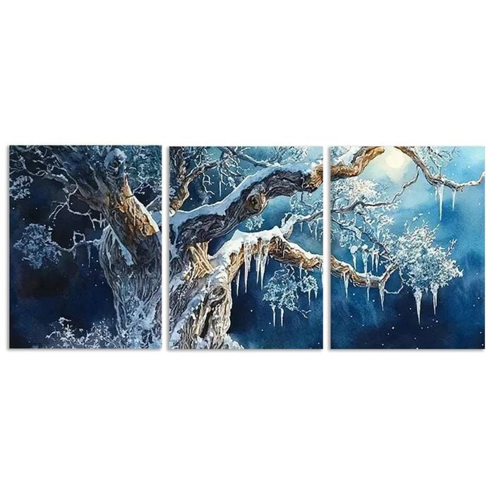 The Cold Tree Snowy Forest Print 100% Australian Made 3 x 40x60cm (Metal Print)