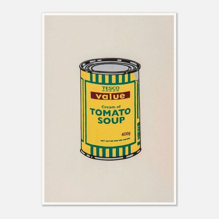 Galrie Banksy Soup Can Yellow Emerald Brown Poster - Iconic 2006 Art Print, Poster Only, 50 x 70cm (20 x 28inch)