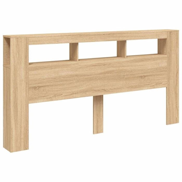 vidaXL LED Headboard Wooden Bed Header Bedroom Sonoma Oak 200 cm Engineered Wood