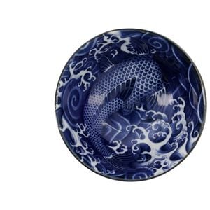 Tokyo Design Bowl Porcelain Japanese Blue Carp 14cm Microwave Dishwasher Safe