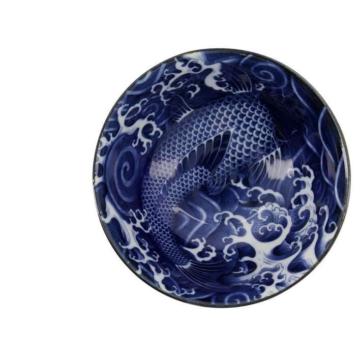 Tokyo Design Bowl Porcelain Japanese Blue Carp 14cm Microwave Dishwasher Safe