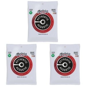 3PK Martin Guitar MA530T Authentic Treated Strings Custom Light