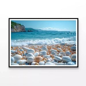 View of Rocks, Beach with Sky   Print 100% Australian Made 90x60cm  (Poster)