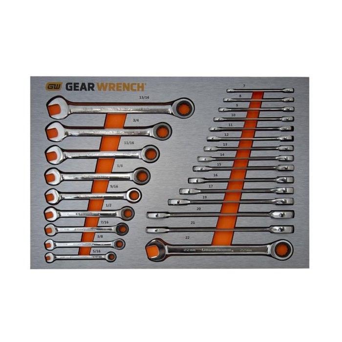 GEARWRENCH 24 Piece Ratcheting Wrench Metric & SAE Set in EVA Tray