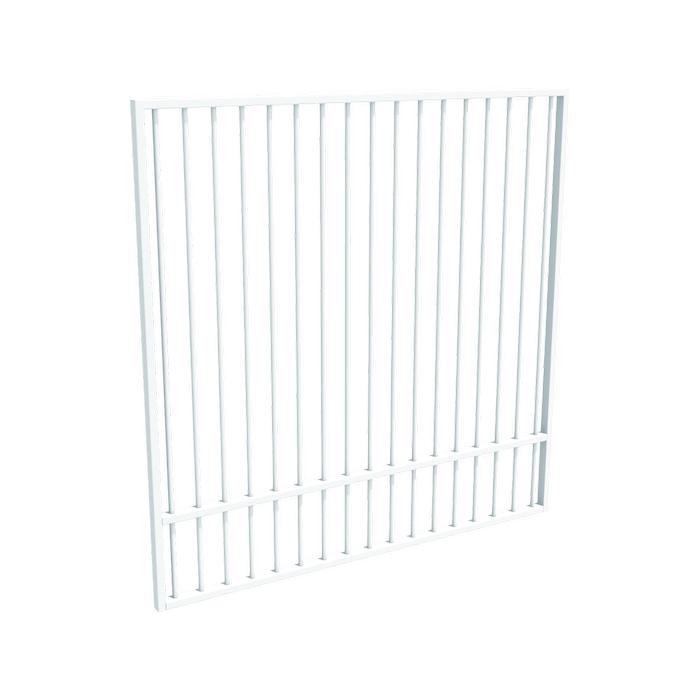 ProtectorAl 1201 - 1500 x 1500mm Pearl White Aluminium Garden Gate Flat Top with Mid Rail