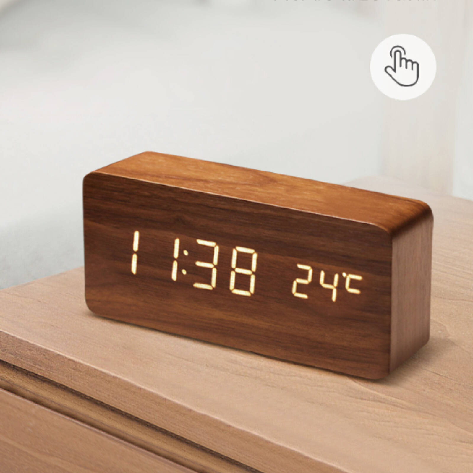 LED Digital Wooden Forecast Alarm Clock