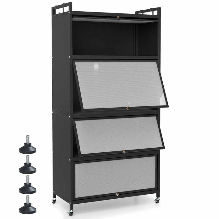 Costway 5-tier Kitchen Storage Cabinet Rolling Microwave Stand Bakers Rack
