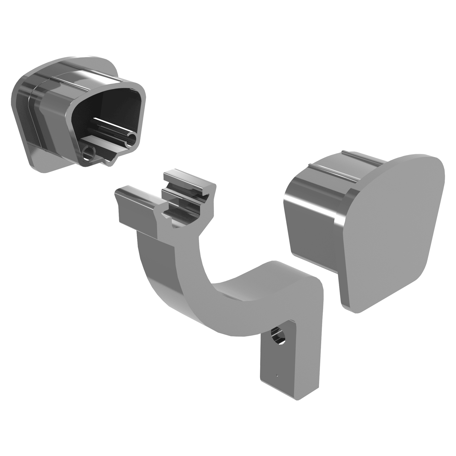 Peak Silver Aluminium Deck Balustrade Modular Handrail Brackets and End Caps