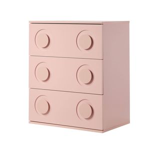 Oikiture 3 Chest of Drawers Spacious Cabinet Bedroom Dresser Nightstand Pink