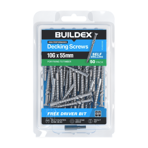 Buildex 10G x 55mm 304 Stainless Steel Decking Screws - 50 pack