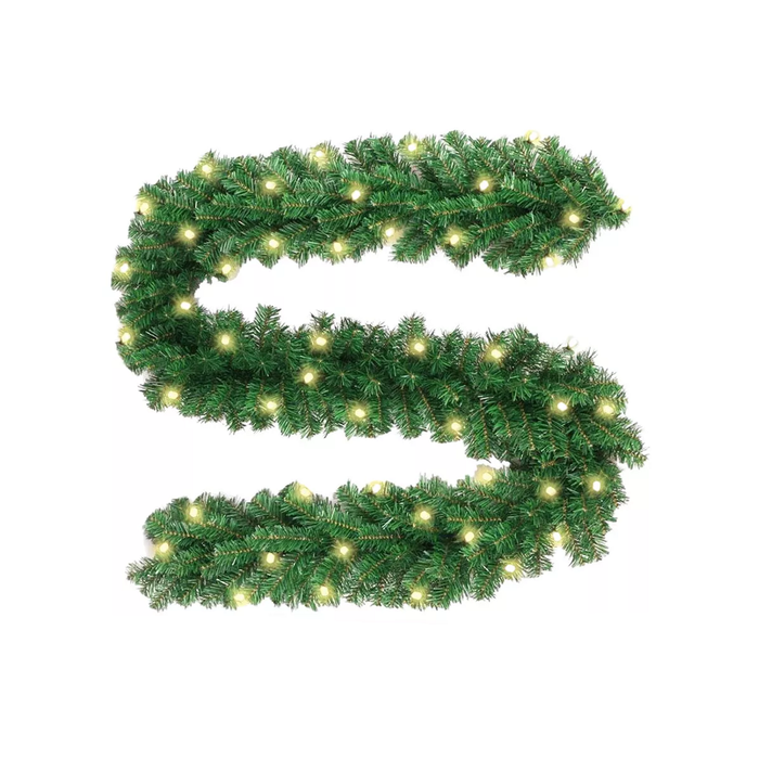 Provecta 9FT Green Christmas Garland with LED Lights – Rattan Wreath Décor for Home & Stairs