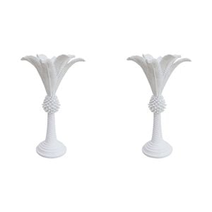 2PK LVD Queen Palm Candle Holder White Medium Decorative Ornament Home Decor