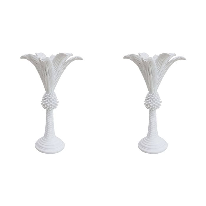 2PK LVD Queen Palm Candle Holder White Medium Decorative Ornament Home Decor
