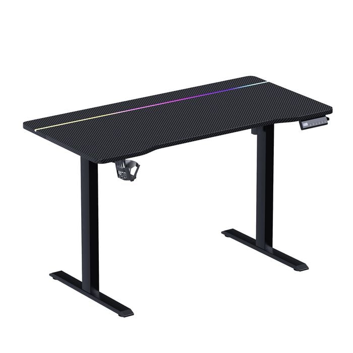Advwin RGB Gaming Standing Desk with Carbon Fiber Tabletop, Black