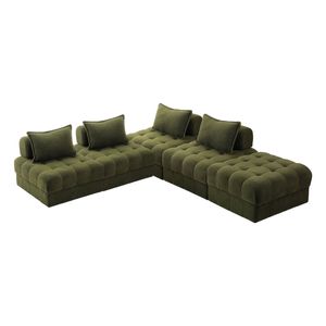 Oikiture 5 Seater Boucle Modular Sofa & Ottoman Set