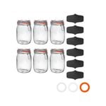 Argon Tableware Glass Storage Jars with Clip Lid and Chalkboard Stickers - 1l - 6pc