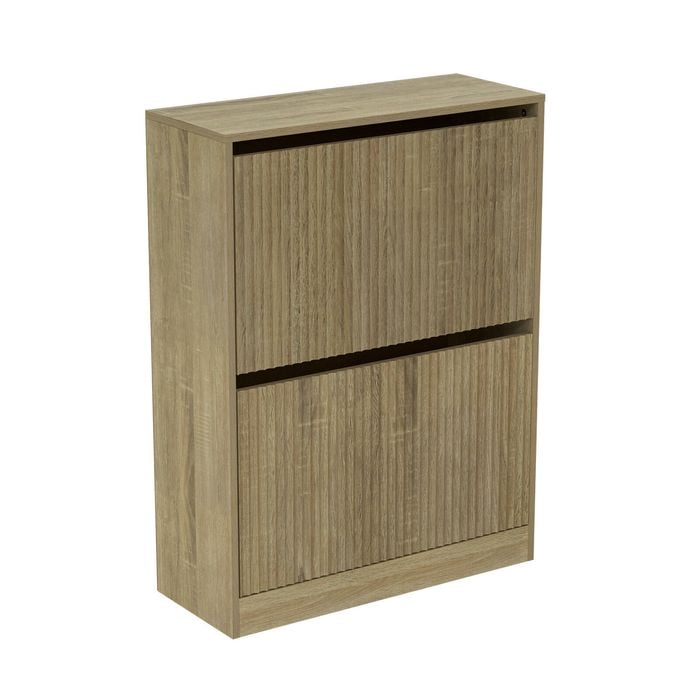Flexi Storage Living Oak Corrugated 2 Door Shoe Cabinet