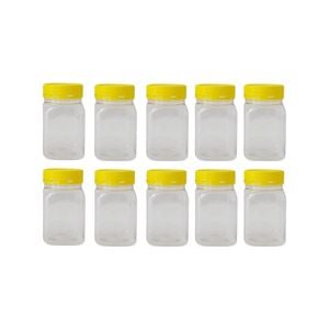 10x 500g Plastic Honey Jars + Lids - Square Clear Food Grade Packaging Containers