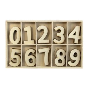 All Set Plywood Number Set in Tray - 50 Piece
