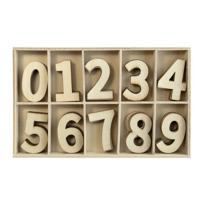 All Set Plywood Number Set in Tray - 50 Piece