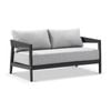 Bronte 2 Seater Outdoor Aluminium Lounge Charcoal & Textured Olefin Grey Cushions