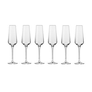 6pc Krosno Avant-Garde 200ml Stemmed Champagne Flute Glass Set - Clear