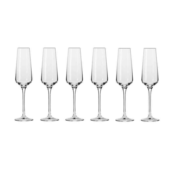 6pc Krosno Avant-Garde 200ml Stemmed Champagne Flute Glass Set - Clear