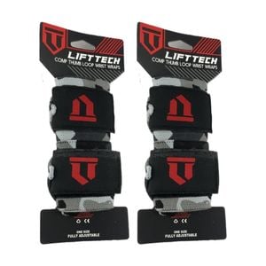 2x 2pc Lift-tech Comp Elastic Support Wrist Wrap Camo 18in W/ Thumb Loop