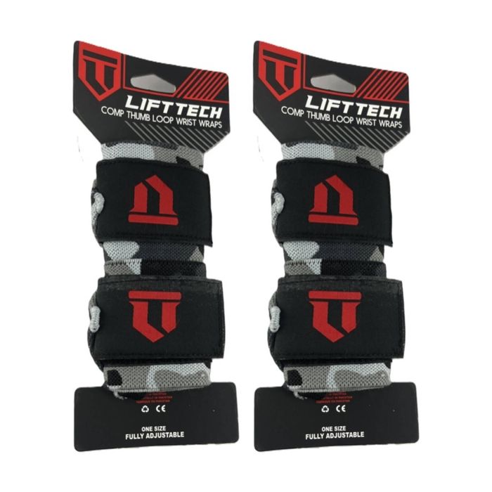 2x 2pc Lift-tech Comp Elastic Support Wrist Wrap Camo 18in W/ Thumb Loop