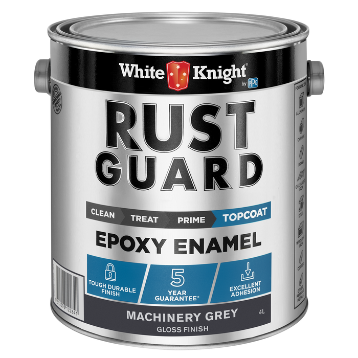 White Knight 4L Machinery Grey Rust Guard Epoxy Enamel Paint 