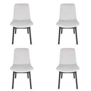 Pack of 4 | Cozy Upholstered Dining Chair | Black Legs - Light Grey Fabric