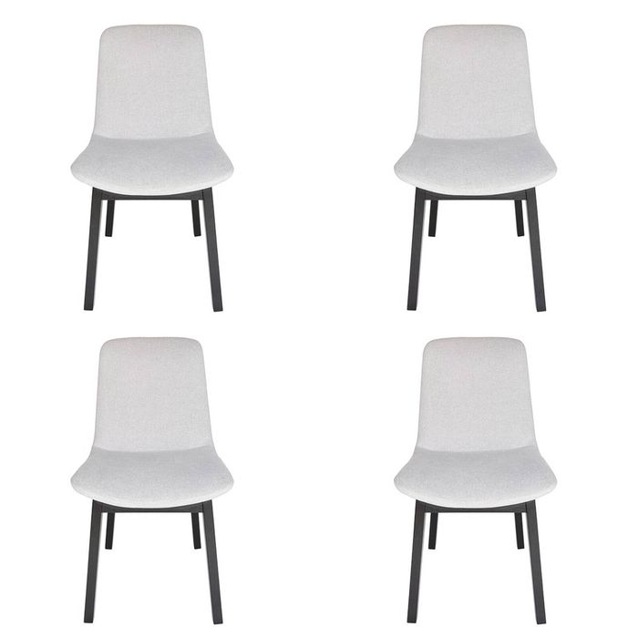 Pack of 4 | Cozy Upholstered Dining Chair | Black Legs - Light Grey Fabric